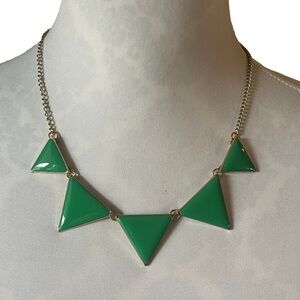 Vintage Jane Stone Enameled Green Geometric Statement Necklace